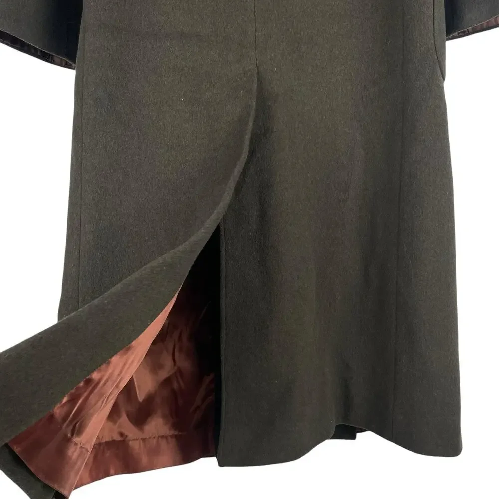 Talbots Wool Cashmere Silk Blend Long Coat Floor Length Green Size 1X